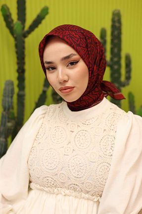 روسری زرشکی پنبه ای Silk Home - کد 802841958