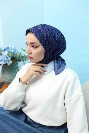 روسری آبی پنبه ای Silk Home - کد 802842223