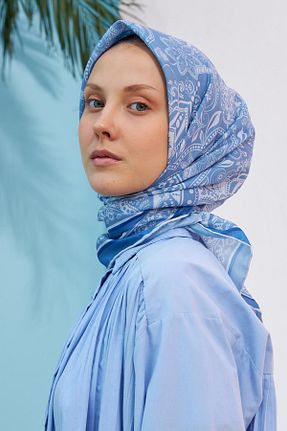 روسری آبی پنبه ای İpekhan - کد 329994359