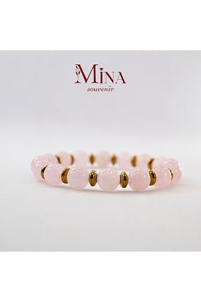 دستبند جواهر صورتی زنانه سنگ طبیعی Mina Souvenir - کد 861562584
