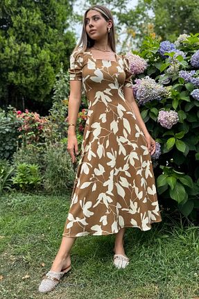 لباس قهوه ای زنانه بافت GÜLSELİ - کد 861564597