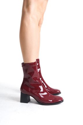 بوت / نیم بوت زرشکی زنانه چرم لاکی FGZY Shoes - کد 859066344