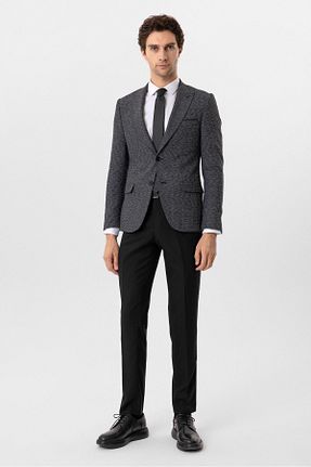 کت و شلوار مشکی مردانه یقه نوک تیز SÜVARİ - کد 861581523