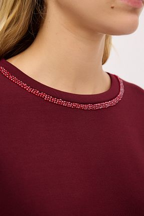 سوئیشرت زرشکی زنانه ساده adL - کد 859879665