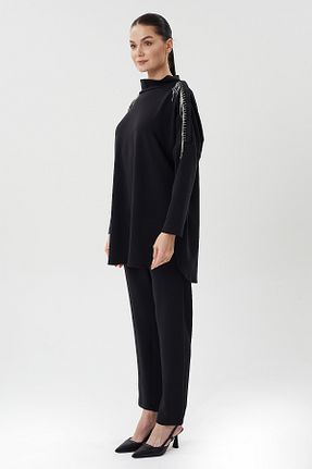 ست بالاتنه و پائین تنه مشکی زنانه بافتنی Jupe - کد 861910533