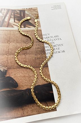 گردنبند استیل ( فولاد ) طلائی استیل (فولاد) roshel - کد 861582719