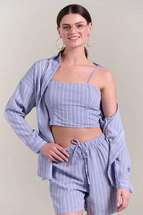 بادی آبی زنانه یقه دوچرخه SEVİLEN - کد 834790333