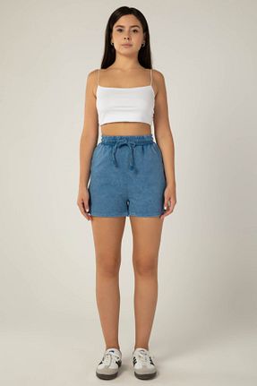 شلوارک و برمودا آبی زنانه %100 پنبه SEVİLEN - کد 845382601