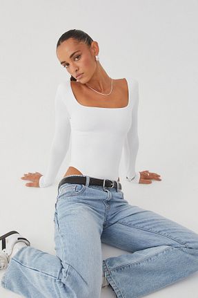 بادی سفید زنانه یقه مربعی Teenystore - کد 861585627