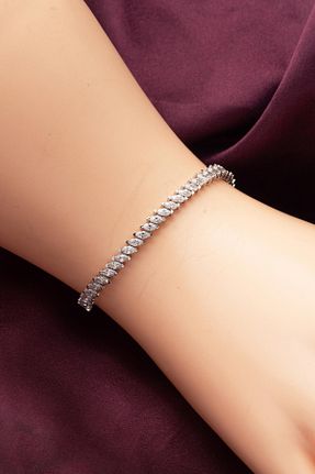 دستبند طلا سفید زنانه 14 عیار Zerince - کد 904610138