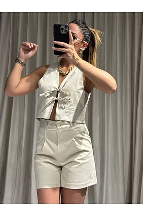 ست بالاتنه و پائین تنه بژ زنانه بافتنی Butik - کد 848178714