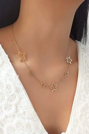 گردنبند استیل ( فولاد ) طلائی زنانه استیل (فولاد) Çlk Accessories - کد 97119461