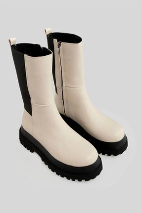 بوت / نیم بوت بژ زنانه چرم مصنوعی sovrana - کد 159342978