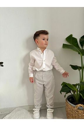 ست نوزادی طوسی بچه گانه کتان favorimkids - کد 861664157