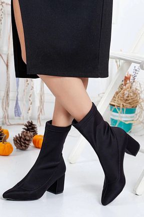 بوت / نیم بوت مشکی زنانه چرم مصنوعی Akçetin Moda - کد 861708129