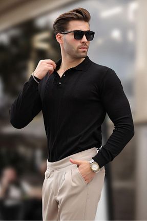 پلیور مشکی مردانه اسلیم Madmext - کد 861698439