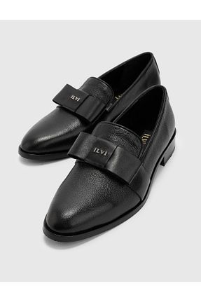کفش لوفر مشکی زنانه چرم خالص İlvi - کد 861735032