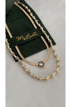گردنبند جواهر طلائی زنانه رودیوم Brillo - کد 861750203