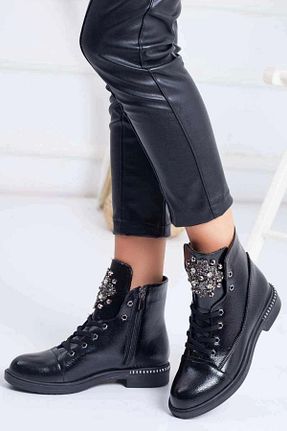 بوت / نیم بوت مشکی زنانه چرم مصنوعی Mitto - کد 153238884