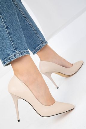 کفش پاشنه بلند کلاسیک بژ زنانه چرم مصنوعی SOHO - کد 858323474