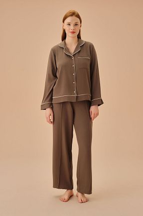 ست لباس راحتی خاکی زنانه ساده Suwen - کد 860855637