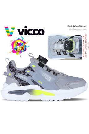 کفش اسنیکر طوسی بچه گانه بند دار Vicco - کد 858210374