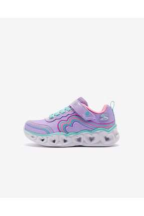 کفش اسنیکر بنفش بچه گانه بند دار Skechers - کد 803383514