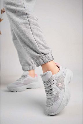 کفش اسنیکر طوسی زنانه بند دار KCMN - کد 815993609