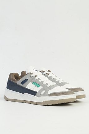 کفش اسنیکر سفید مردانه بند دار Benetton - کد 860884320