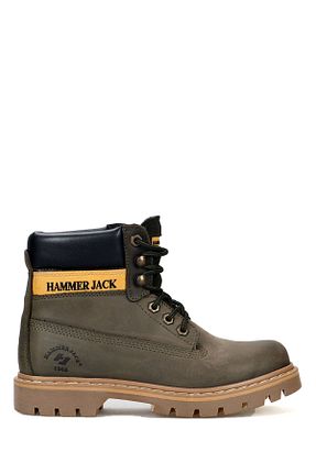 بوت / نیم بوت خاکی زنانه چرم خالص Hammer Jack - کد 77392459