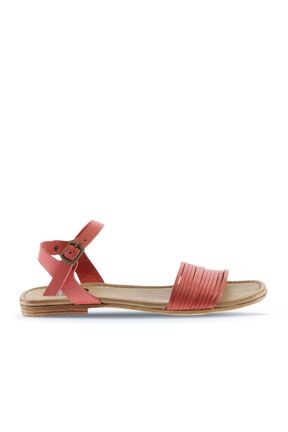 صندل قرمز زنانه پاشنه تخت Bueno Shoes - کد 302902636