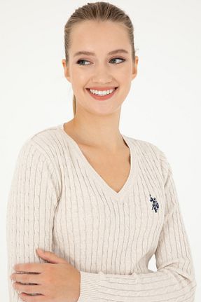پلیور بژ زنانه ساده U.S. Polo Assn. - کد 860866492