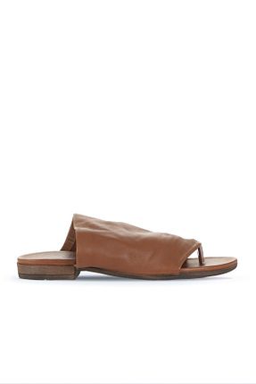 دمپائی قهوه ای زنانه چرم خالص Bueno Shoes - کد 851596982