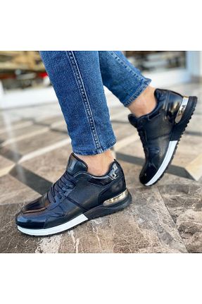 کفش اسنیکر سرمه ای مردانه چرم اصل ByItallanoshoes - کد 760058496