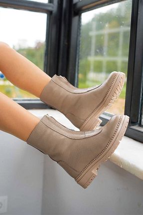 بوت / نیم بوت قهوه ای زنانه چرم خالص Parponi - کد 363846292