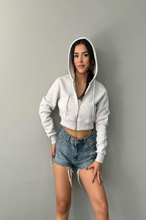 سوئیشرت طوسی زنانه ساده lizge giyim - کد 787485034