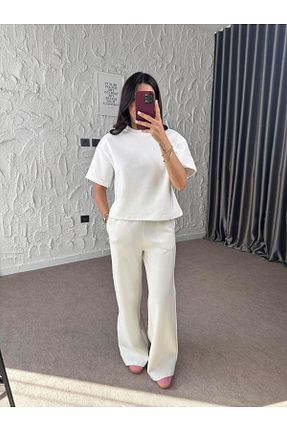 ست بالاتنه و پائین تنه سفید زنانه بافتنی selinsazcico - کد 859447701