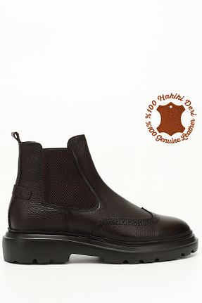 بوت / نیم بوت قهوه ای مردانه چرم خالص GÖNDERİ(R) - کد 860917689
