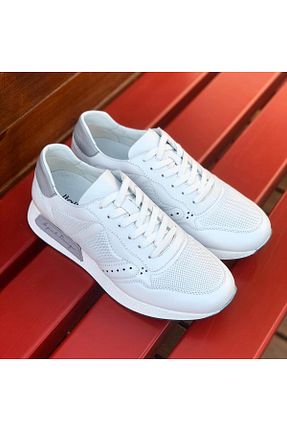 کفش اسنیکر سفید مردانه چرم اصل ByItallanoshoes - کد 760058519