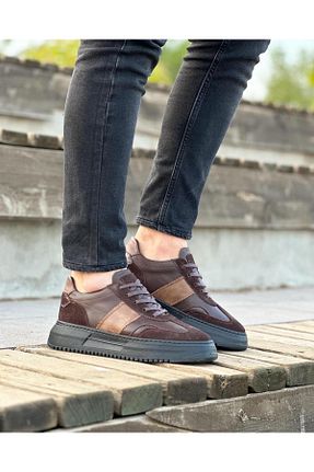 کفش اسنیکر قهوه ای مردانه چرم اصل ByItallanoshoes - کد 769861702