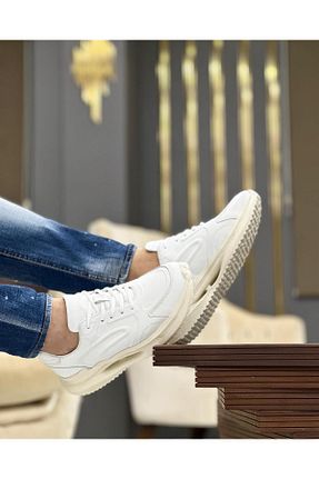 کفش اسنیکر سفید مردانه چرم اصل ByItallanoshoes - کد 759634712