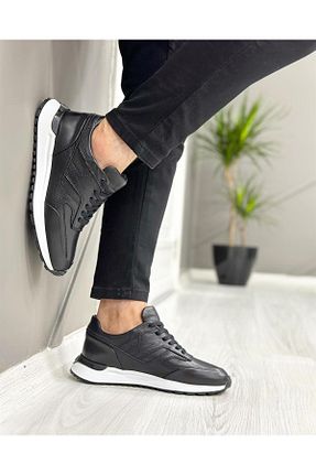 کفش اسنیکر مشکی مردانه چرم اصل ByItallanoshoes - کد 845594338