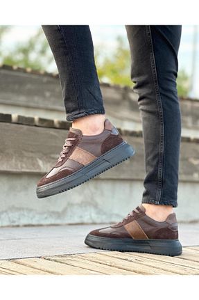 کفش اسنیکر قهوه ای مردانه چرم اصل ByItallanoshoes - کد 769861702