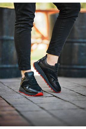کفش اسنیکر مشکی مردانه چرم اصل ByItallanoshoes - کد 794209435