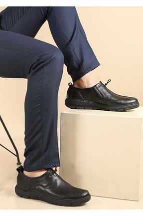 کفش کژوال مشکی مردانه چرم خالص Kids Club Shoes - کد 840567479