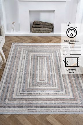 فرش طوسی قابل شستشو Konfor Halı - کد 769254377