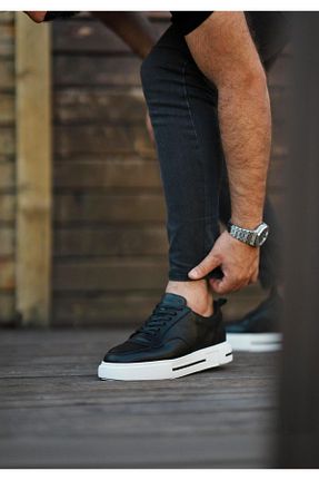 کفش اسنیکر مشکی مردانه چرم اصل ByItallanoshoes - کد 761652712
