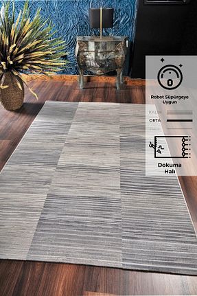 فرش طوسی پلی استر Konfor Halı - کد 258656021
