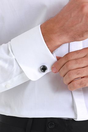 دکمه سر آستین مشکی مردانه استیل ضد زنگ Hatemoğlu - کد 860975152