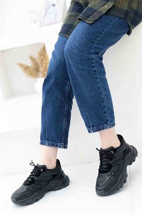 کفش اسنیکر مشکی زنانه بند دار Evojean - کد 860968309